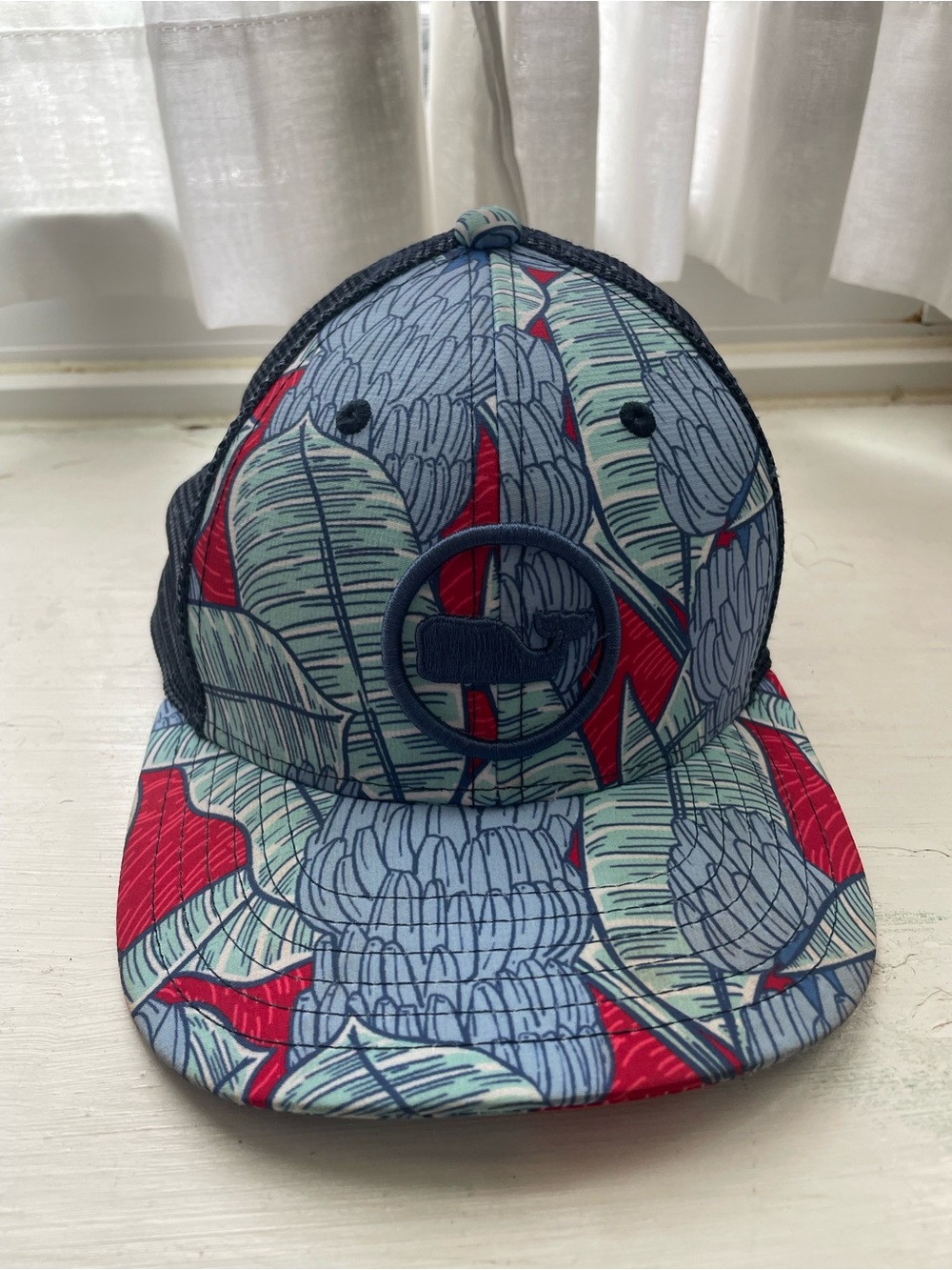 Vineyard Vines Kids Tropical Print Snapback Hat - Red & Light Blue